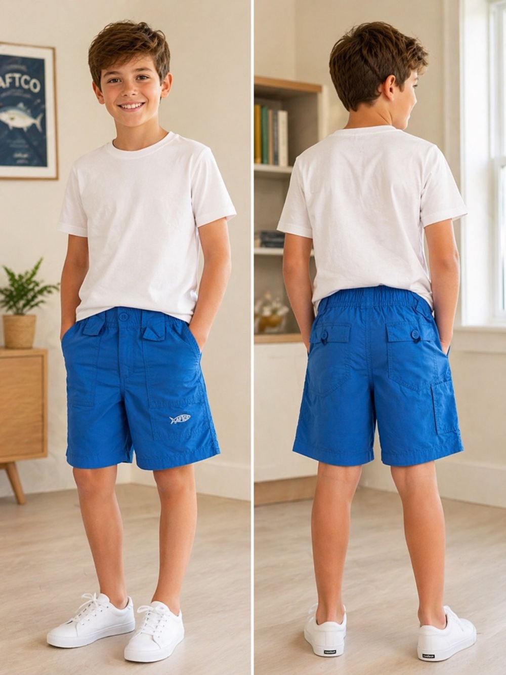 AFTCO Boys Shorts Size 20 – Blue Fishing/Performance Shorts 🌊🐟